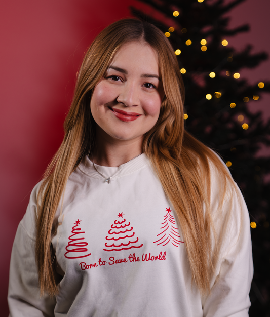 Saco Navideño (Hoodie) Born to Save World